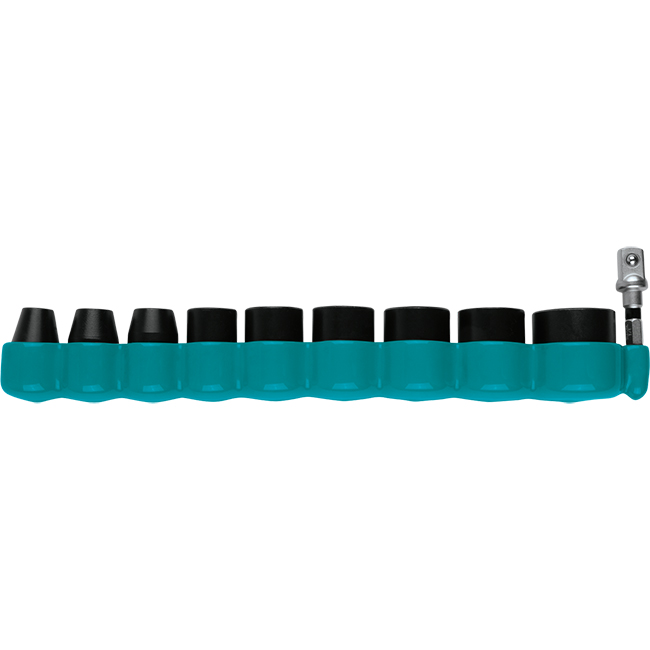 Makita 10 Piece 3/8 Inch Drive SAE Impact Socket Set with Standard Socket Adapter from GME Supply